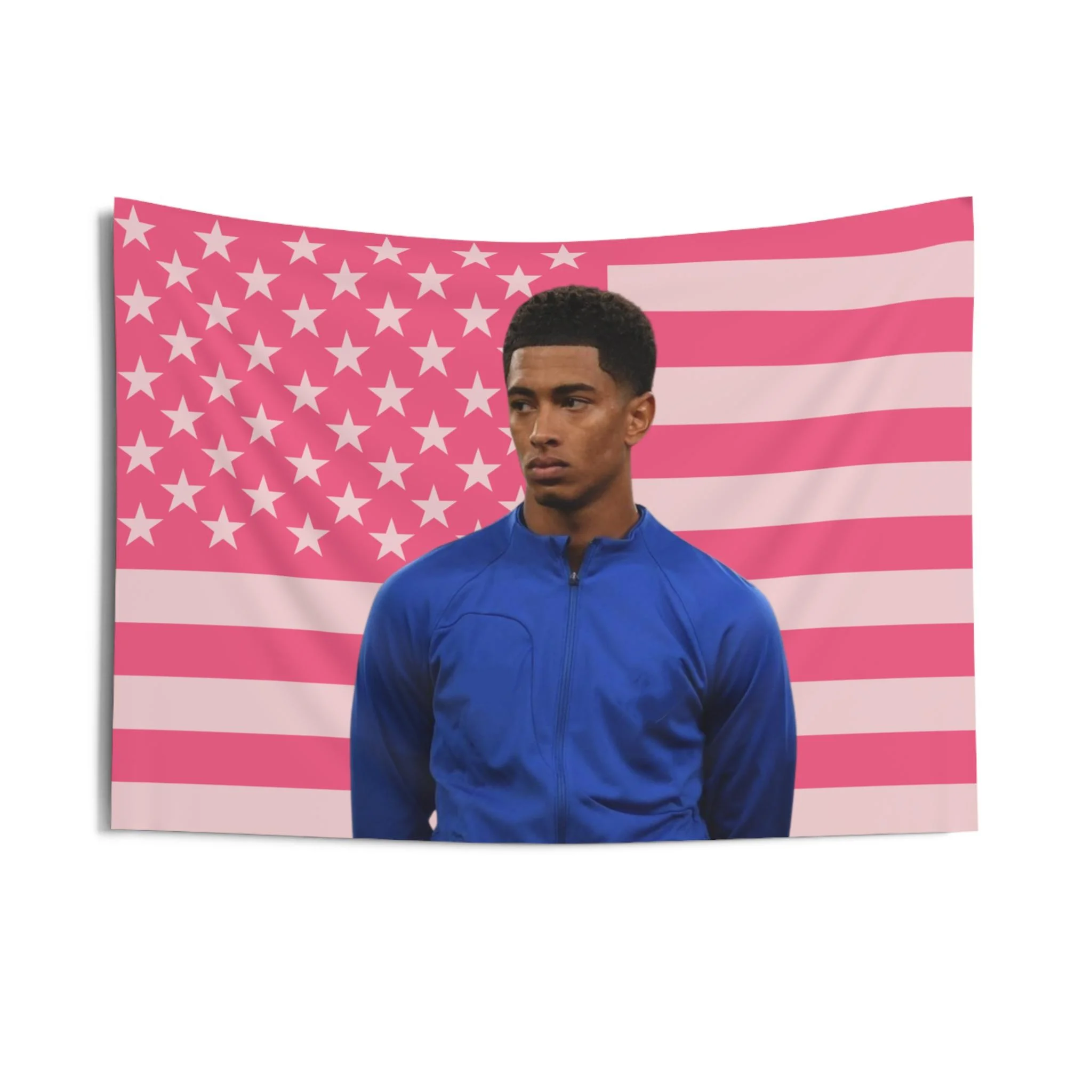 Jude Bellingham Pink American Flag Tapestry, Funny Dorm Tapestry  Restaurant Bar Wall Decor Party Wall Cloth Background