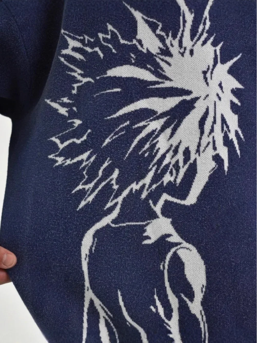 Свитер с жаккардовым рисунком в стиле аниме, новинка 2025, унисекс, толстый теплый зимний пуловер с круглым вырезом