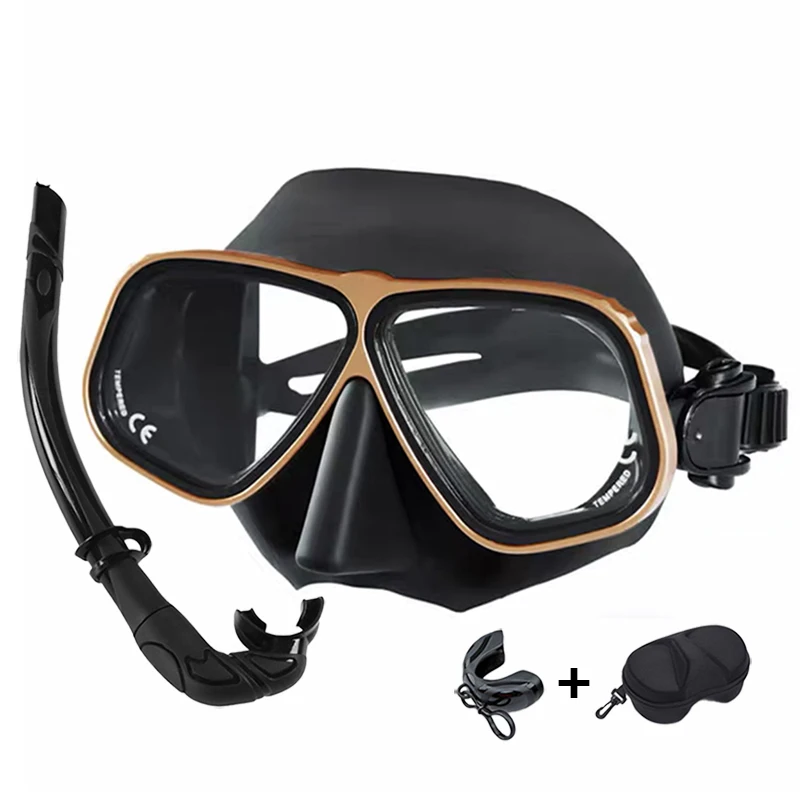 Professional Wet Low Volume Freediving Mask, Aluminum Alloy Frame,Tempered Glass Scuba Diving Goggles, Equipment