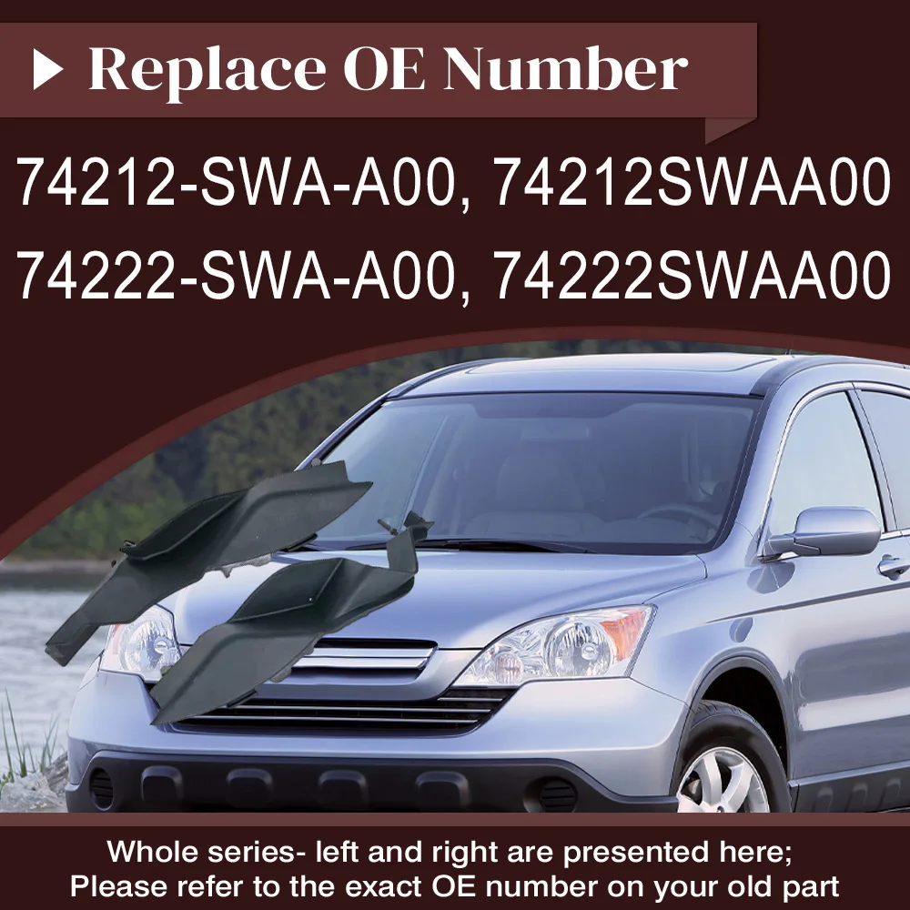 

74212SWAA00 74222SWAA00 Windshield Side Corner Trim for Honda CRV 2007-2011 Outer Cowl Side Extension Cover LHD Only 2PCS