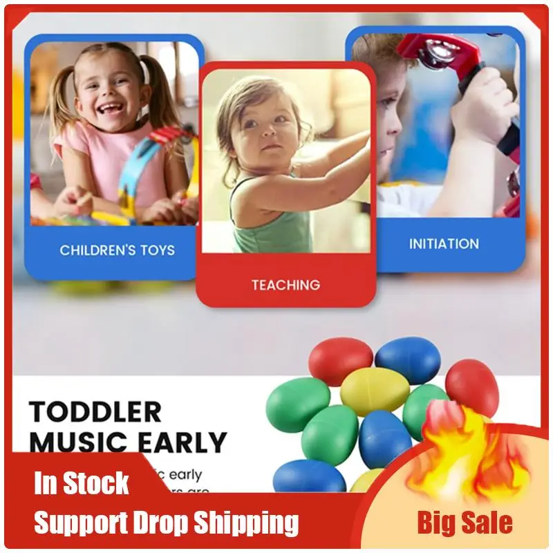 A35F Perfect 12Pcs Plastic Egg Shakers Set With 4 Different Colors,Percussion Musical Egg Maracas Child Kids