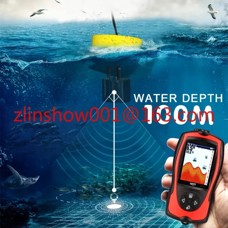 Wireless LUCKY FF1108-1CT Portable Fish Finder 100M/300FT Depth 2.4inch Fish Alarm Wired Detector Fishing Equipmets