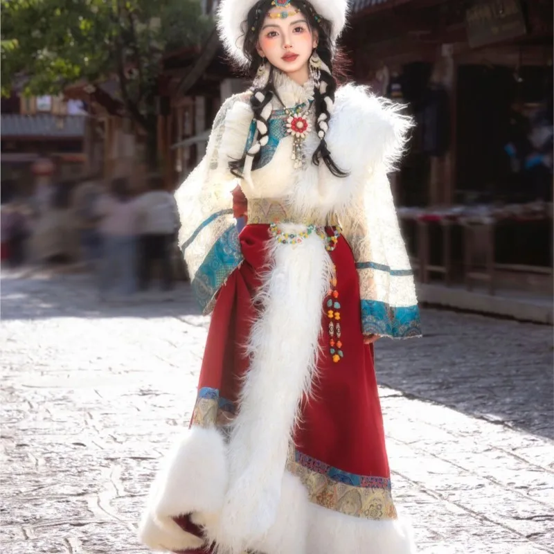 ยูนนาน lijiang Tibet Travel สไตล์ชนเผ่าทั้งชุดใหม่เสื้อผ้าทิเบตสำหรับผู้หญิง