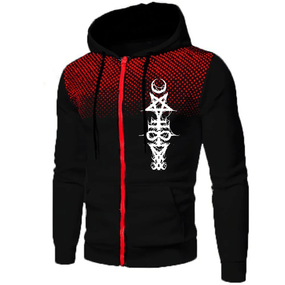 Satan Demon Print Hoodie 2025, Herbst/Winter, heißer Verkauf, Herrenmantel, hochwertige Kapuze, lange Ärmel, Reißverschlussjacke, lässige Sport-Outwear
