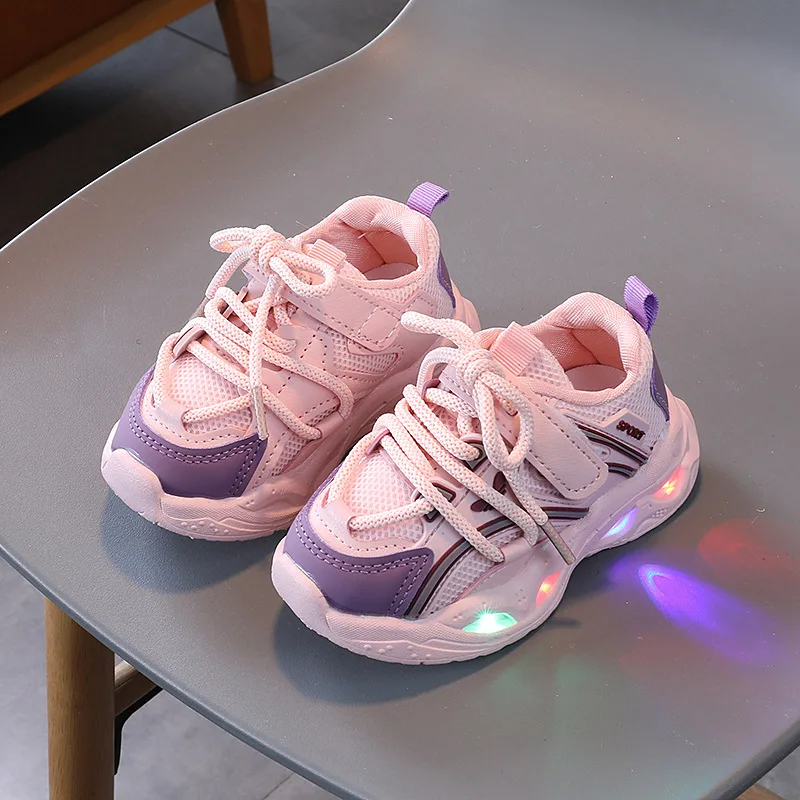 New Fashion Casual Shoes for Baby Girls Children Led Light Sneakers Kids Flats Toddler Walking Shoes Kids Anti-slip Sports Shoes