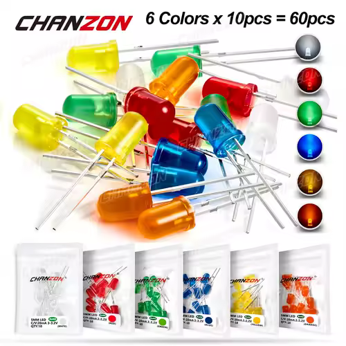 Diffused 5mm Led Diode Kit White Red Green Blue Yellow Orange 2V 3V Bulb Light Emitting Assortment Set Diy Arduino Pcb Circuit - Image 7
