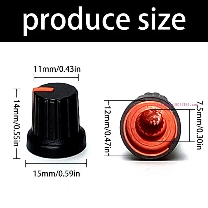 10pcs พลาสติกโพเทนชิออมิเตอร์ลูกบิดการเปลี่ยนปริมาตรกีต้าร์ควบคุมลูกบิดโรตารี่ 6 มม. Knurled Hole Hole Hole Hole Knob D5QD