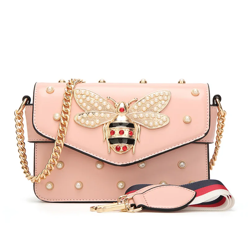 2024 Spring Bags New Branded Shoulder Bag Bee Pearl Crossbody Bags Chains Bee Luxury Handbags Designer Hand Sac Main Female Bags