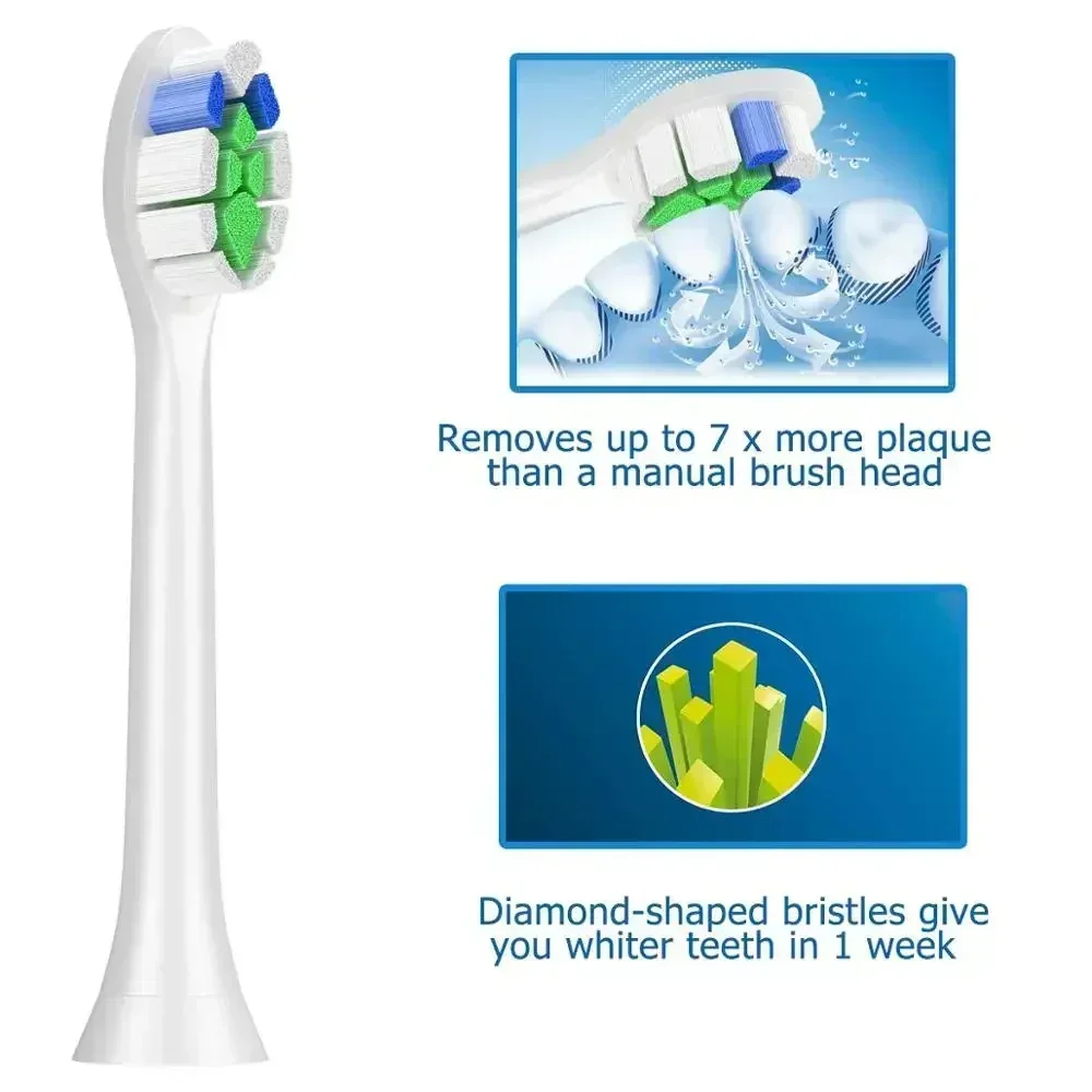 Diamond Toothbrush Heads for Sonicare, Fits 2 Series, ProResults, FlexCare, Healthy White, Platinum, EasyClean, Gum Health White