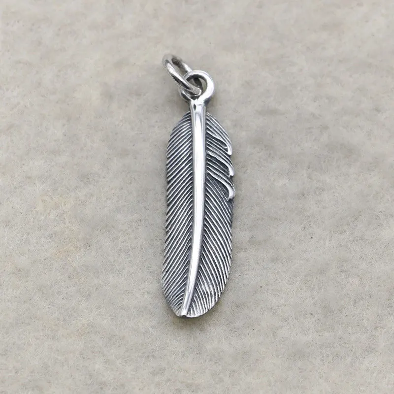 

Original Jewelry Feather Pendant Punk Style Sterling Silver s925 Necklace Men's Pendant Thai Silver Personality