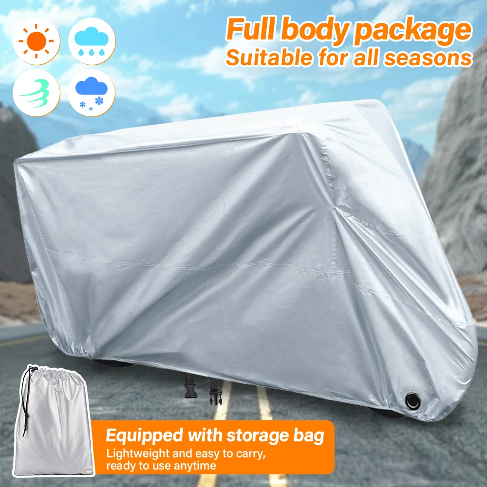 

Electric Car Cover Motorcycle Protective Cover 190T Silver Sunscreen Waterproof Rain Dust Motorcycle Coat Length 3 Meters