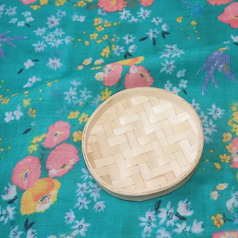 Tecido de linho verde natural puro ramie, vestido fino de robe chinês, Organização de vestido longo, DIY, designer de costura, primavera e verão