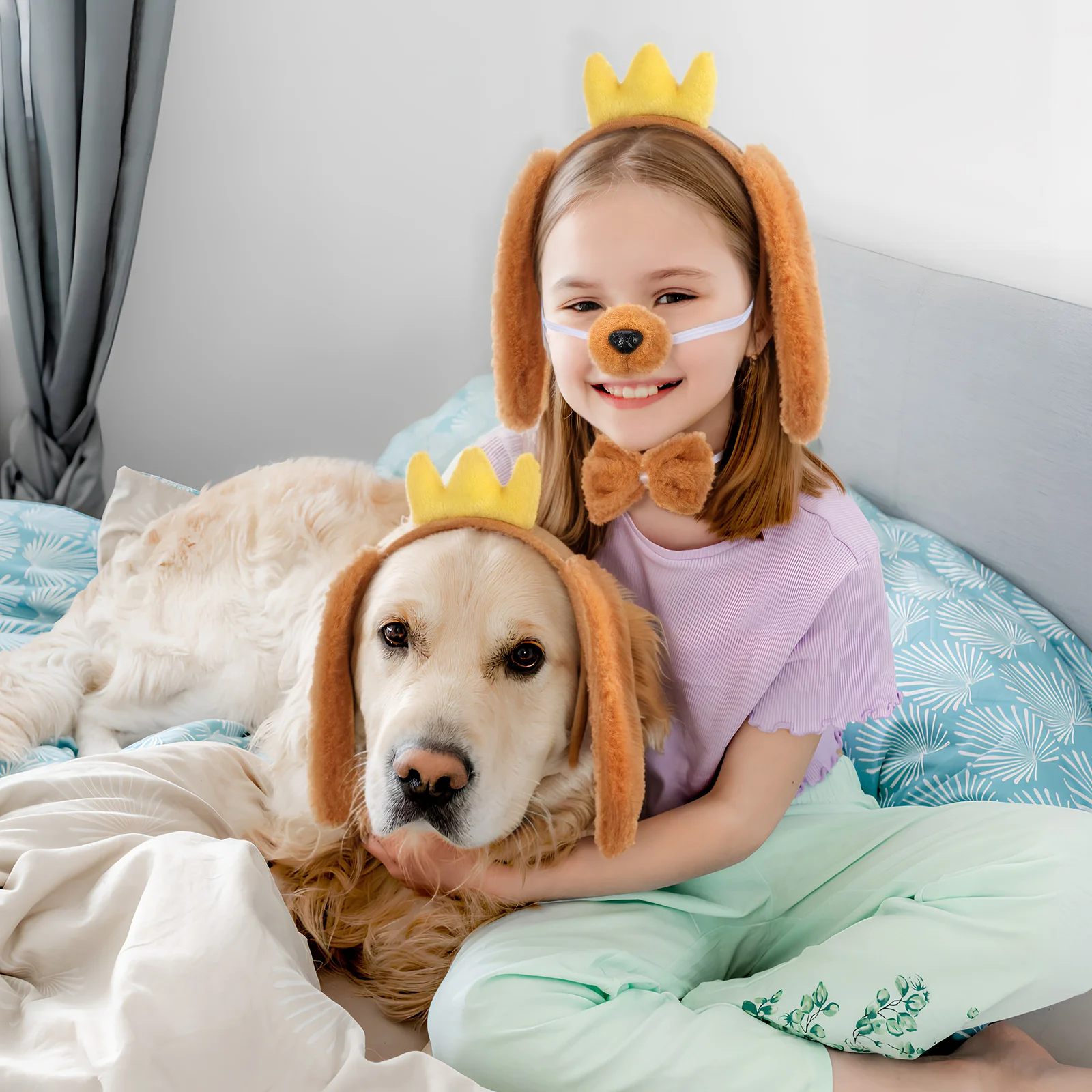 1 Juego de diadema con orejas de perro, conjunto de disfraz, accesorio ajustable para orejas de mascota con cola, guantes de pata para fiesta de Cosplay, Animal de Halloween