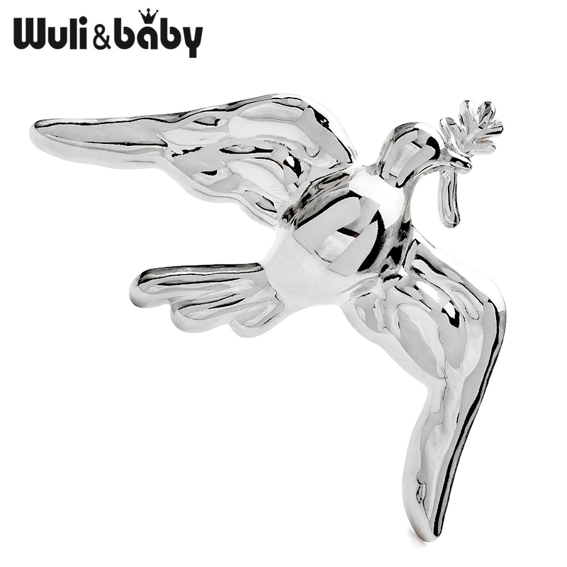 Wuli&baby Stainless Steel Swallow Brooches Beautiful Big Bird Party Office Brooch Pins Gifts