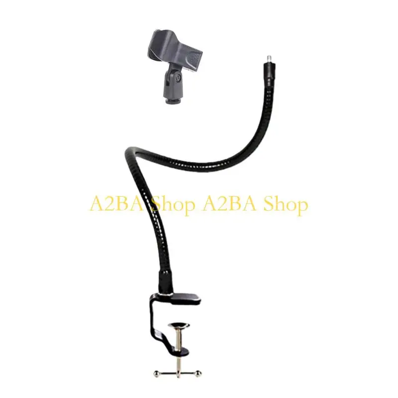 A2BA Universal Microphone Stand Holder Adjustable Gooseneck Tube Clamp Base Desktop Stage Performances Event