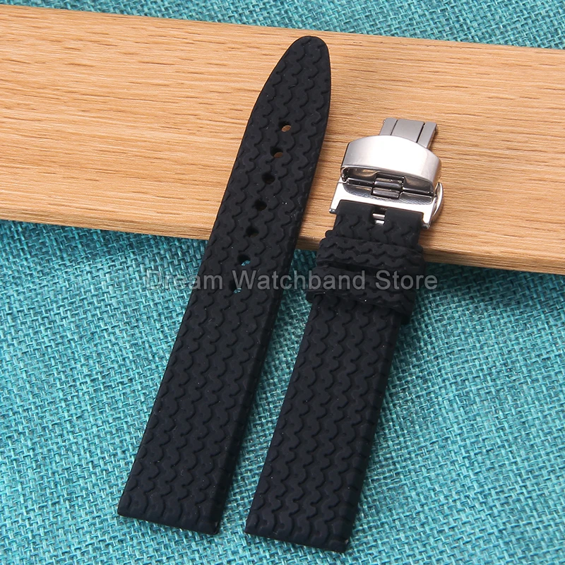 21 مللي متر 23 مللي متر جودة عالية حزام ساعة سيليكون Sweatproof تنفس الجلد ودية عديم الرائحة لسلسلة Chopard Mille Miglia الأسود