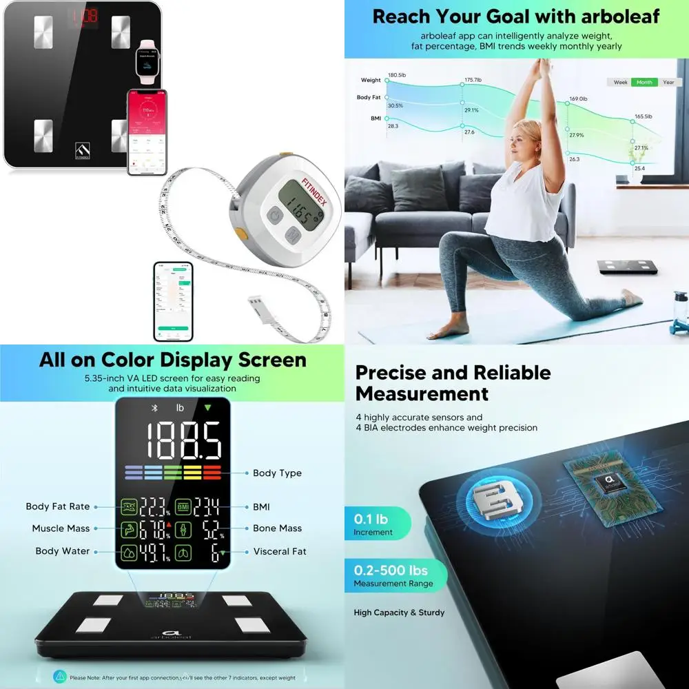

Smart Body Fat Scale and Tape Measure for Accurate Health Tracking and Fitness Goals