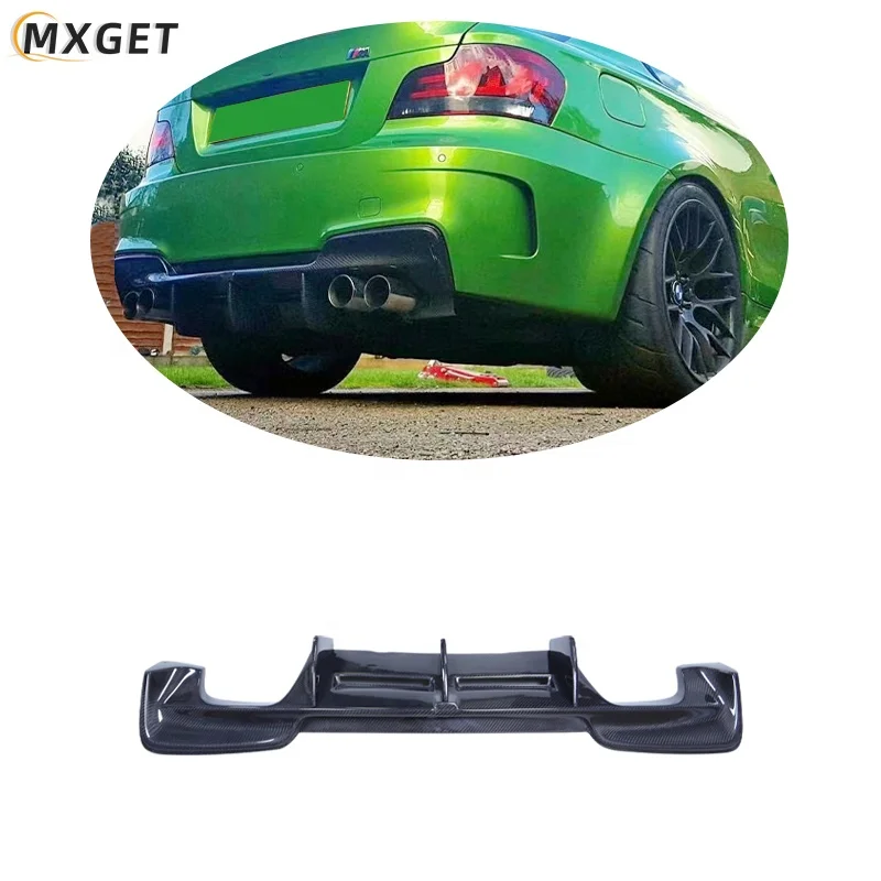 1M E82 E88 RZ Style Carbon Fiber Rear Bumper Lip Spoiler For BMW 2011-2013