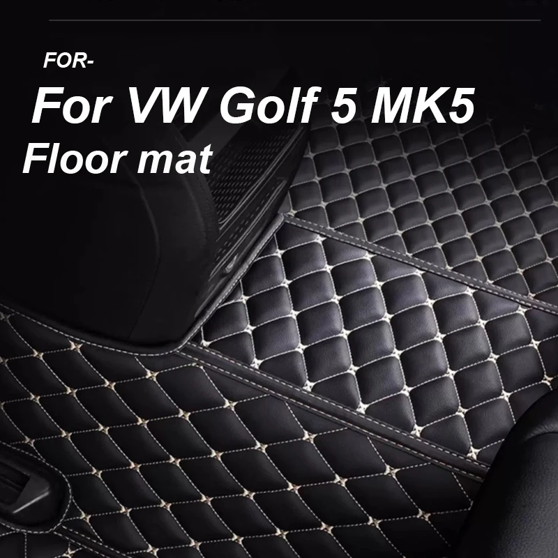 

LUXURY Custom Made Leather Car Floor Mats For VW VW Golf 5 MK5 2004 2005 2006 2007 Carpets Rugs Foot Pads Accessories