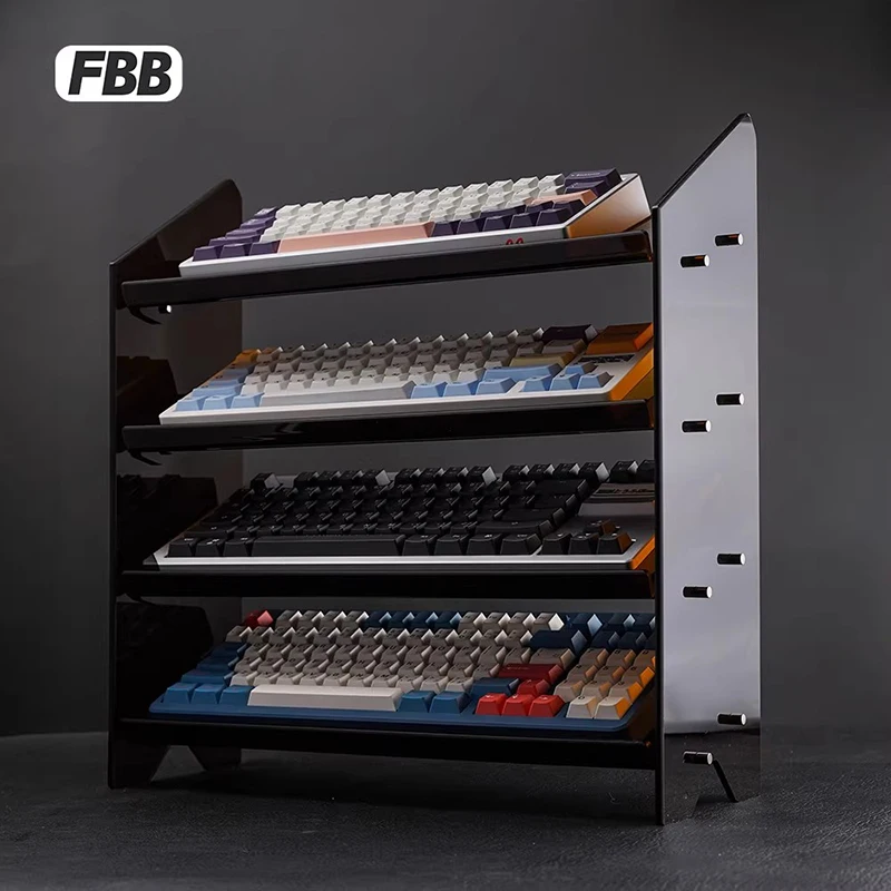 FBB Keyboards Display Stand Storage Shelves Acrylic Computer Gaming Mechanical Keyboard Shelf Organizer Rack 3/4/5 Layers