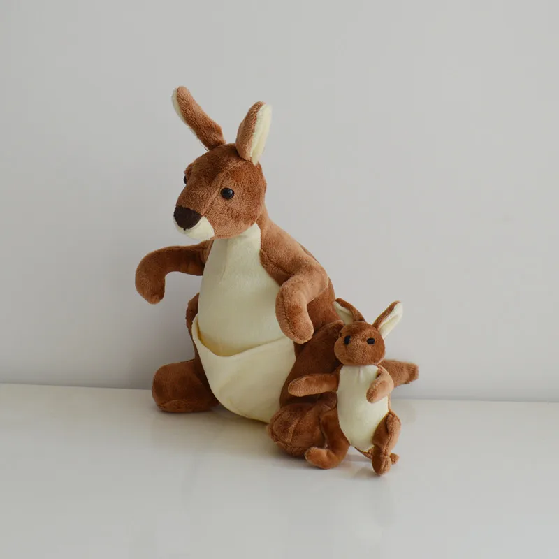 Lovely Kangaroo Parent & Son Brown Animal Soft Stuffed Doll Plush Toy Girl Boy Birthday Christmas Gift 1pc