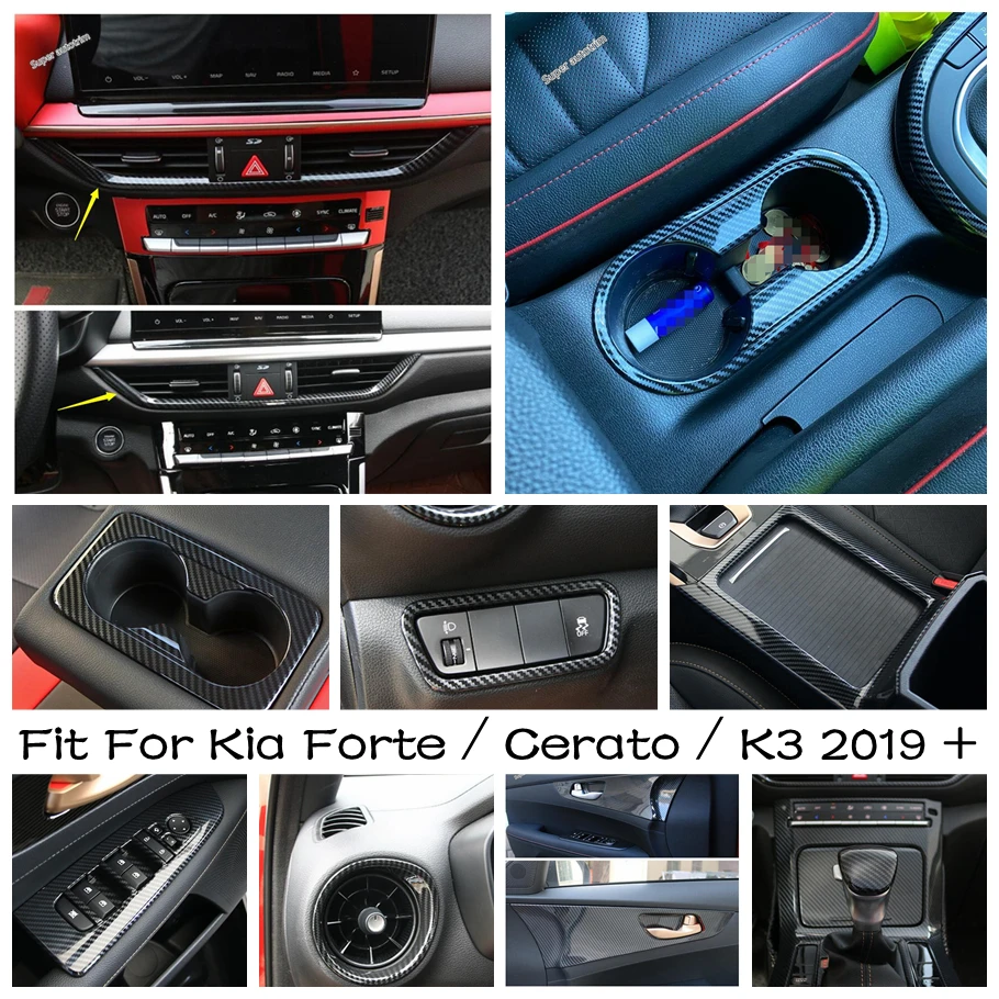 

Head Light / Window Lift / Gear Shift Panel Cover Trim For Kia Forte / Cerato / K3 2019 -2023 Carbon Fiber Interior Accessories