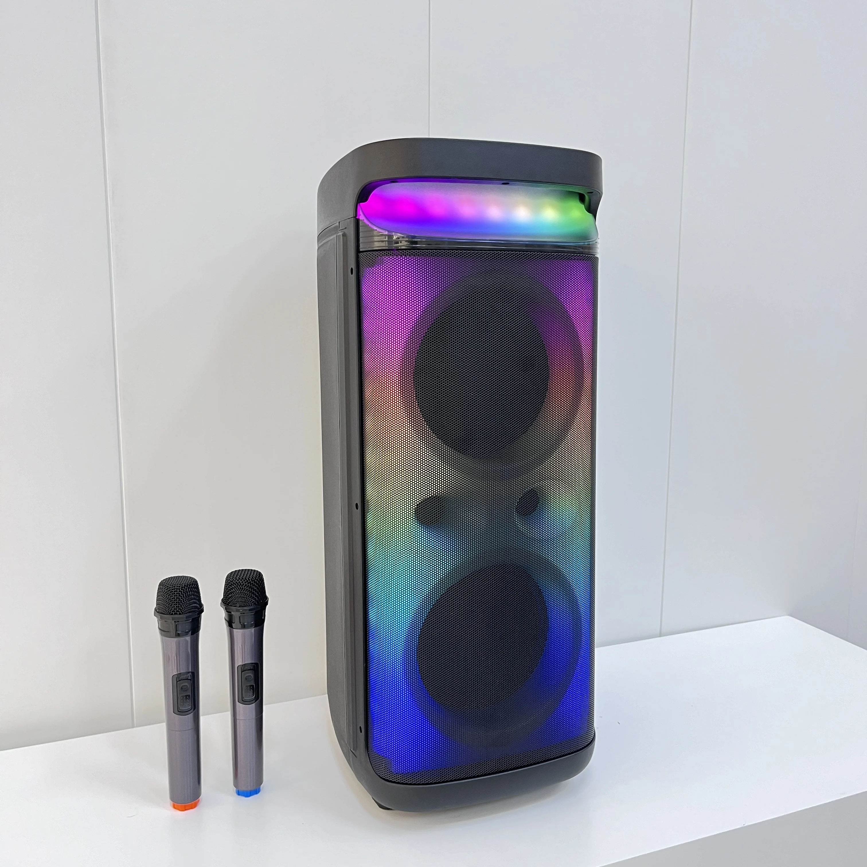 Hot Sale 2025 Factory Customized Powered 60W Popular Portable BT Party Speakers With Wireless Microphone Trolley Speakers