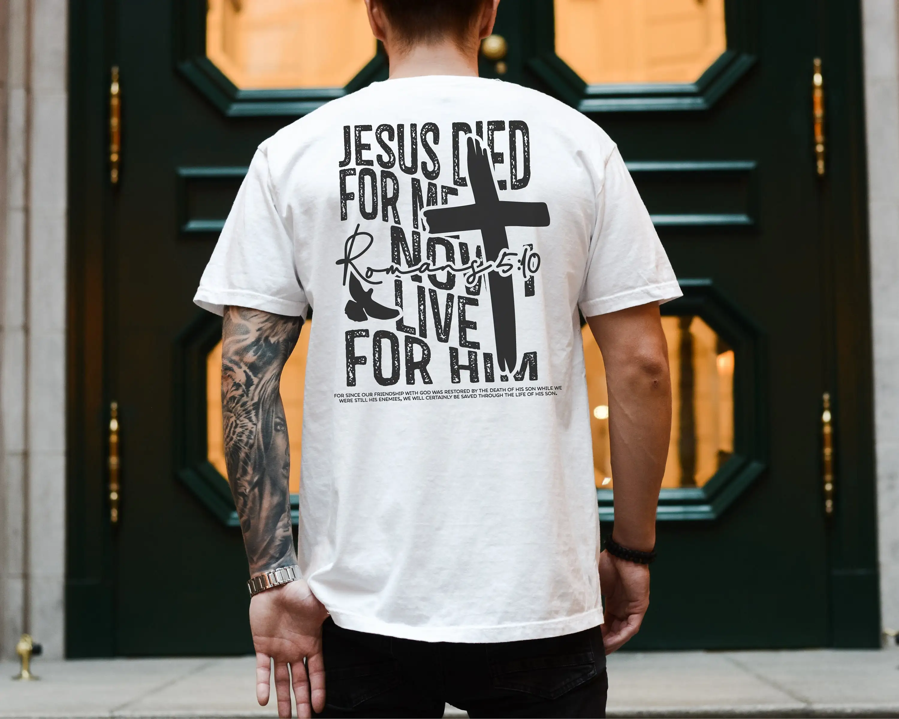 Jesus Died For Me Now I Live Him T Shirt Brown Christian Apparel Bible Verse Mens