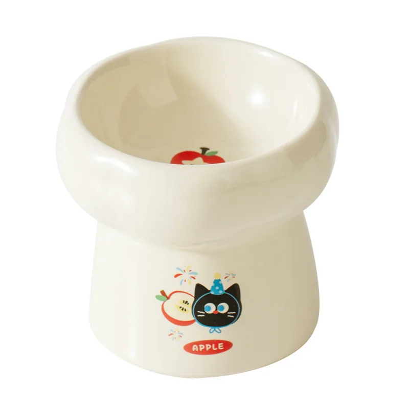 

Милая мультяшная керамическая миска для животных с высокими стенками, защита от опрокидывания, безопасная и долговечная, для кошек и собак, защита шеи, керамическая тарелка для лакомств