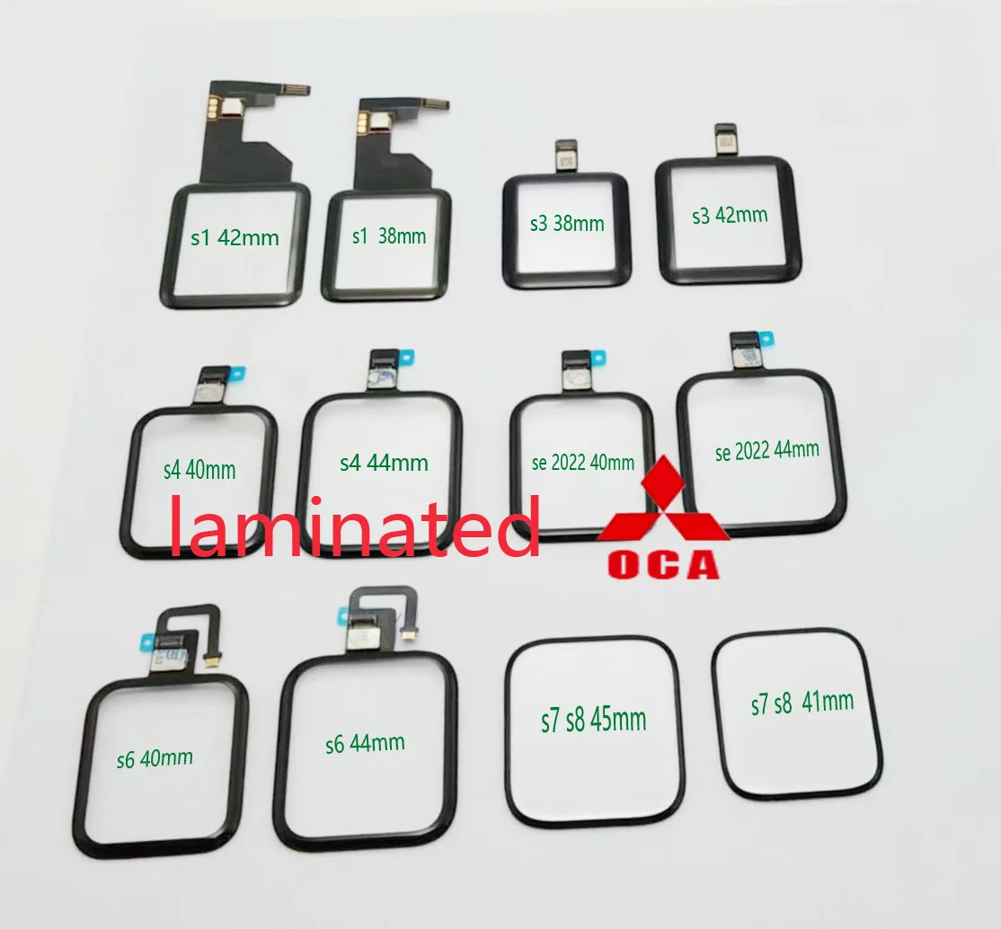 2Pcs (Laminated OCA) New Touch Screen For Apple Watch SERIES 1 2 3 4 5 SE 6 7 8 38MM 42MM 40MM 44MM Touch Digitizer Glass