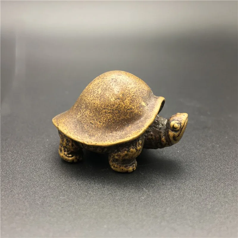 Miniature Little Turtle Statue Cute Copper Turtle Doll Tea Pet Longevity Turtle Collection and Decorative Statue