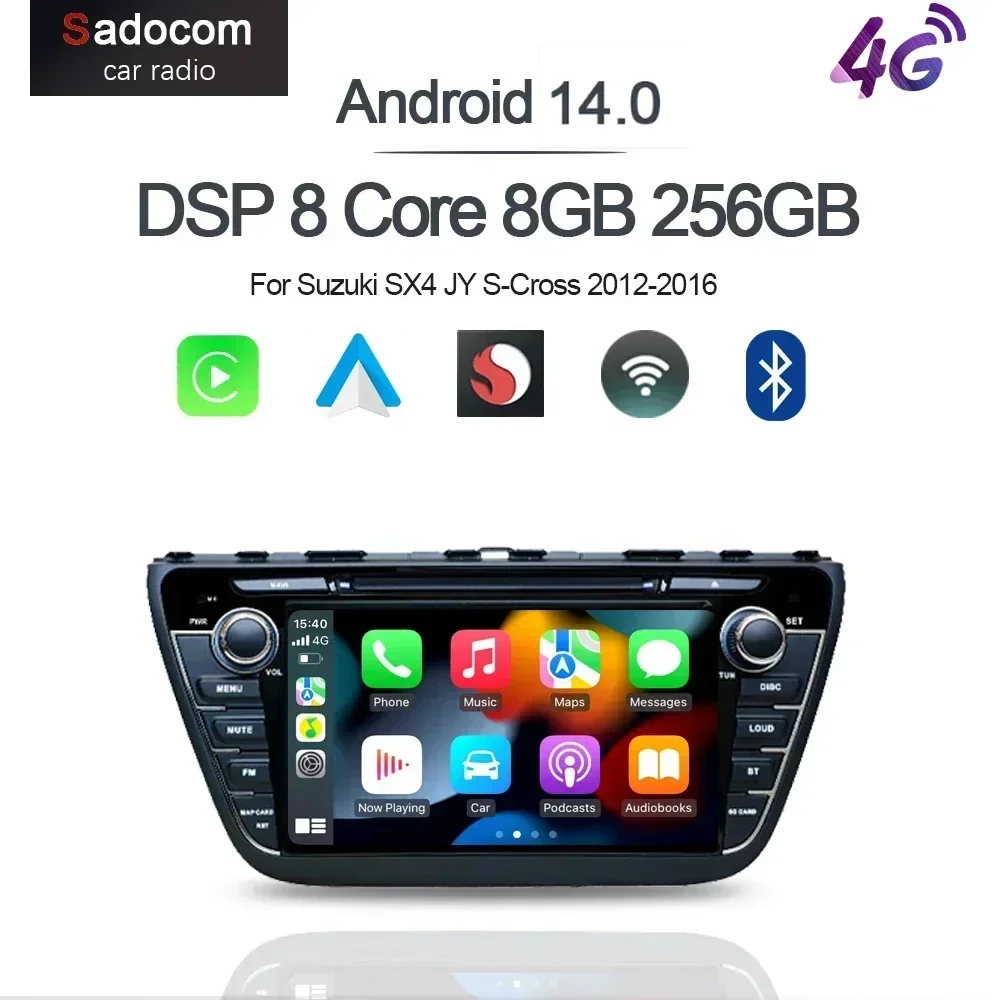 8' Wireless Carplay Android 13.0 8G+128G GPS Car Player Navigation Radio Wifi Multimedia For Suzuki SX4 JY S-Cross 2012-2016