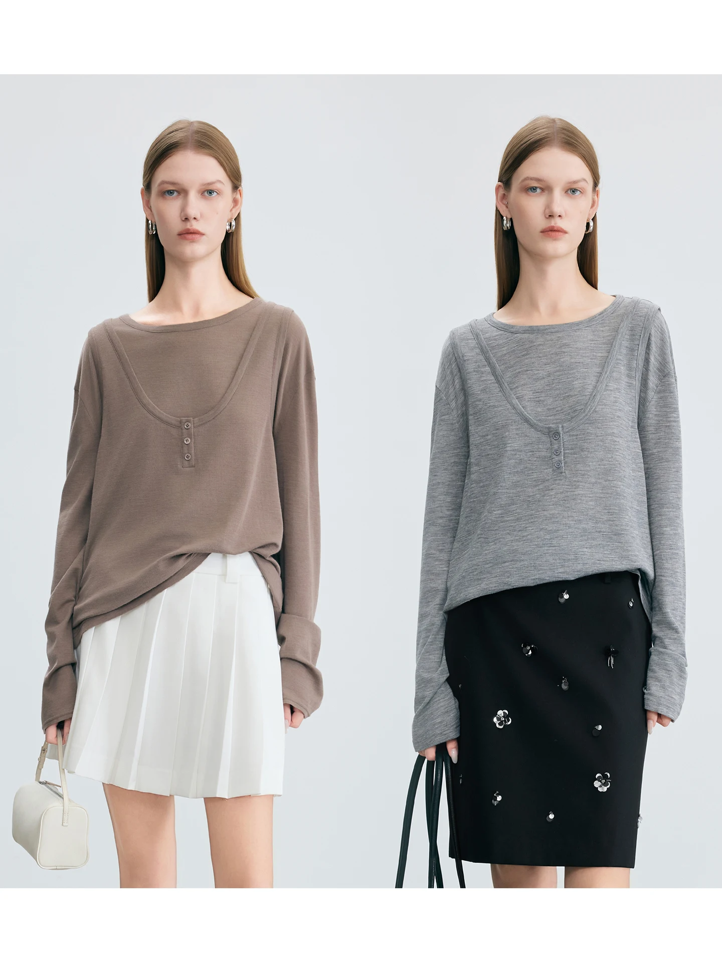 

River Lazy Naked Soft Cozy Wool Blend Long Sve Loose Fit Henley Sle Faionable T-irt Commute Simple Sle