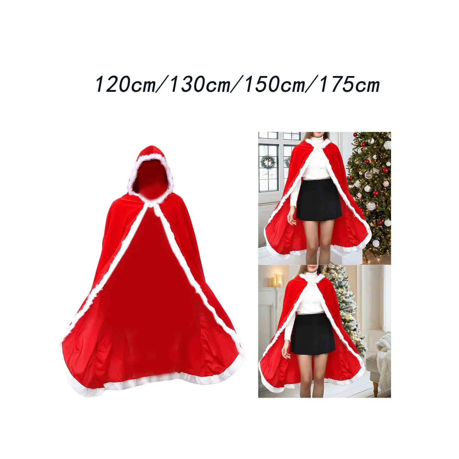 Christmas Hooded Cape Cloak Robe Cosplay Cloak Cosplay Cape Outfit for Birthday Parties, Masquerades and Christmas Festivities