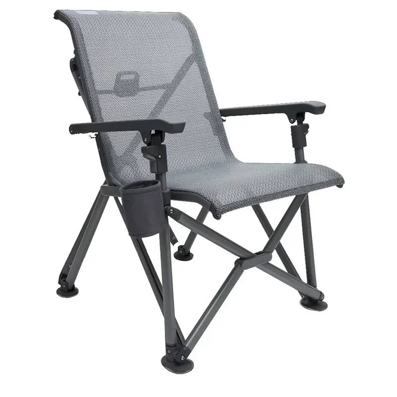 Portable Folding Chair With Drink Holder Adjustable Reclining Camping And Beach Chair For Hiking And Fishing