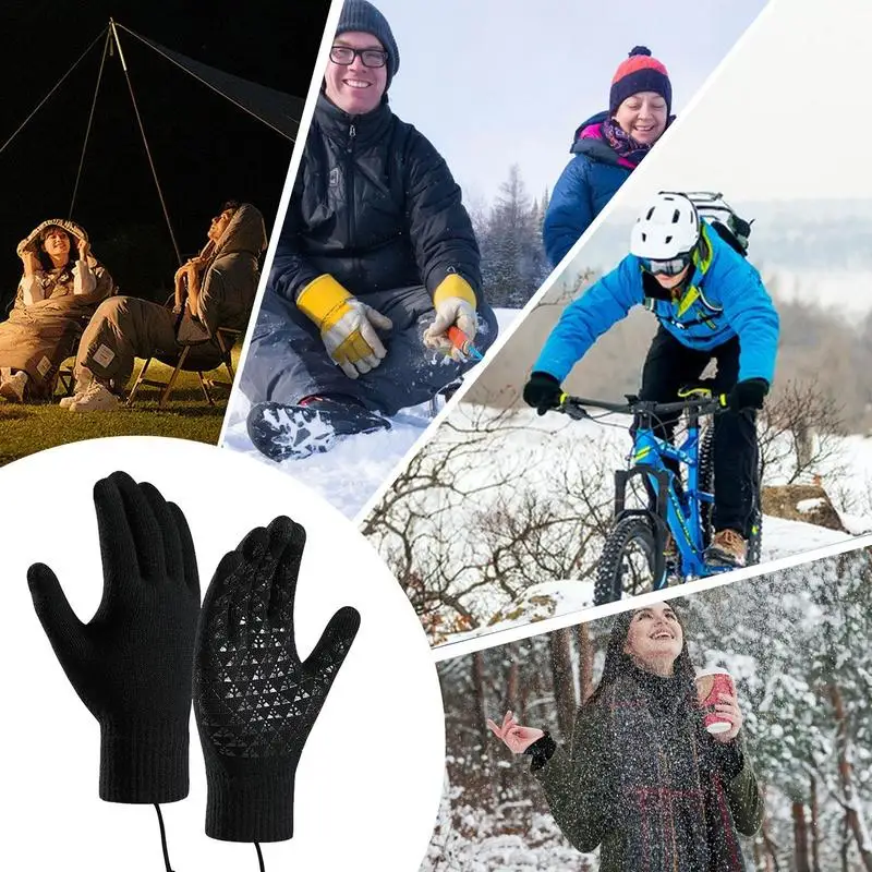 Guantes calefactores USB, guantes calefactores táctiles para pesca, esenciales de invierno para mochilero, montañismo, montar y acampar