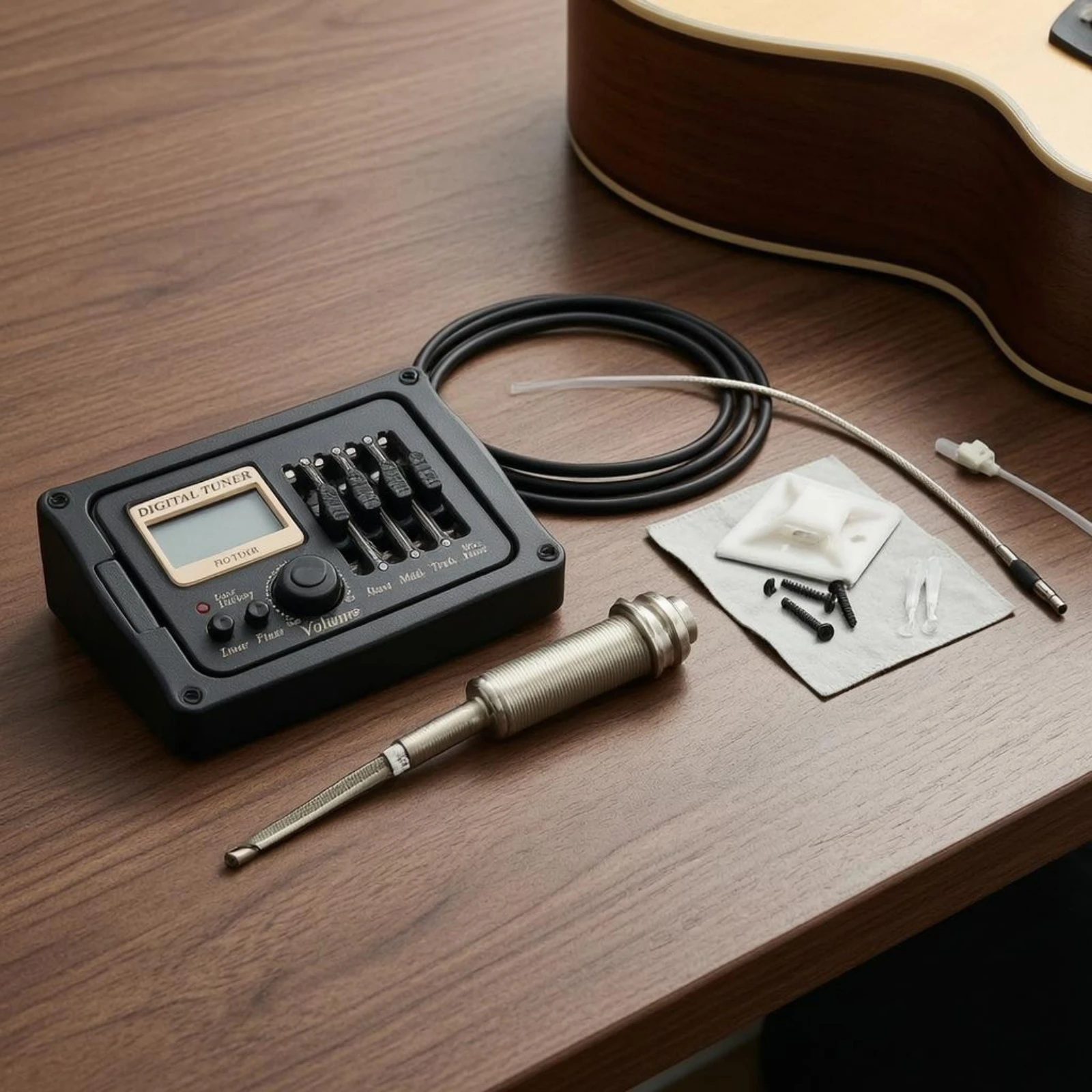 Electro-Acoustic Guitar Pickup System Digital Tuner Guitar Preamp Kit Pre Wired Pickup System Microphone Blend Blend Music view 3
