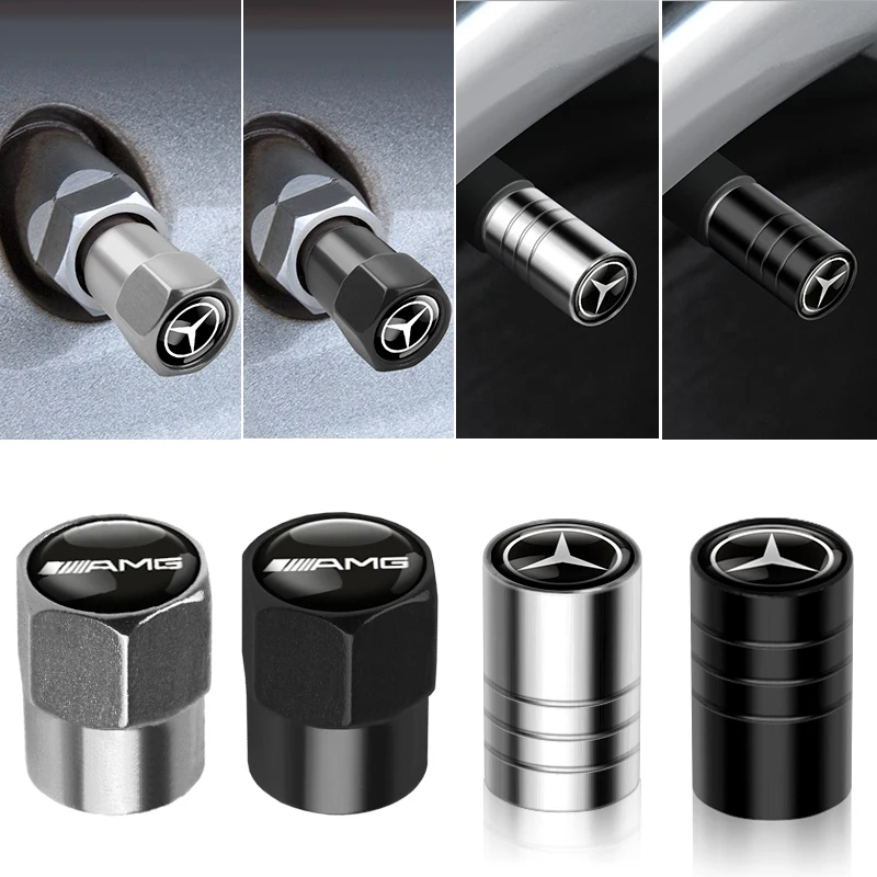 4PCS Alloy Car Tire Valve Cover Air Cover Bolt Fixing Accessories For Mercedes Benz A/B/C/E/S W203 W204 W205 W212 W213 W211CLS