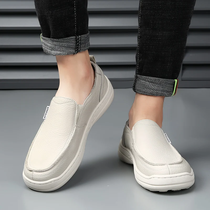 

Casual men's loafers Comfortable flat bottom Daily office driving Outdoor leisure business party Hot selling white leather shoes