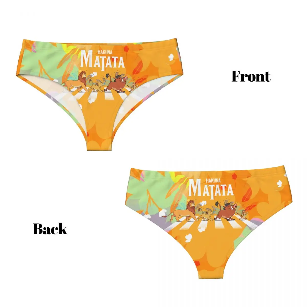 Personalizado El Rey León   Hakuna Matata-bragas de abanico de dibujos animados para mujer, ropa interior femenina suave y divertida, película de animales, calzoncillos del Rey León