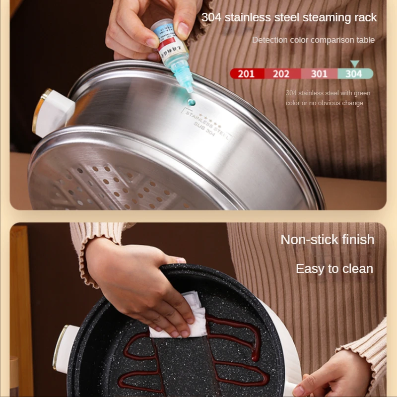 Electric steamer household multi-functional three-layer large-capacity stainless steel   for cooking and stewing