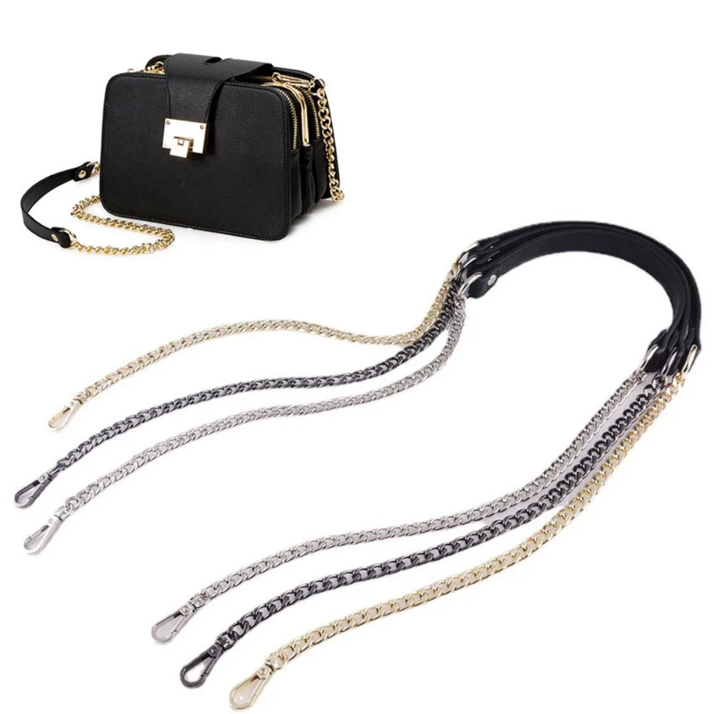 120cm Women Metal Bag Chains Replacement PU Leather Shoulder Bag Straps Purse Chain Belt for DIY Handbag Handles Accessories