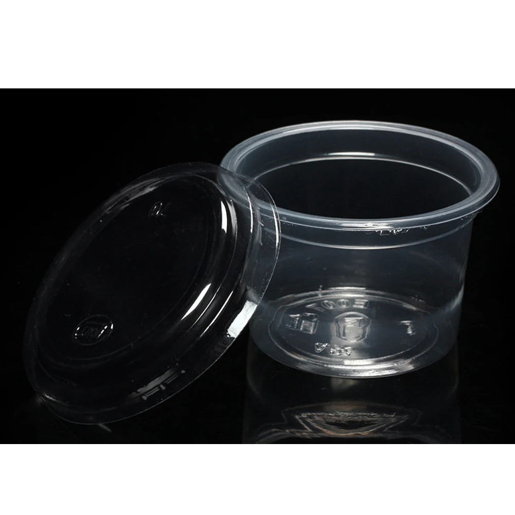 

100Pcs Transparent Disposable Portion Cups Flat Lids Leakproof Containers for Jelly Yogurt Mousses Chocolates Portion Cup