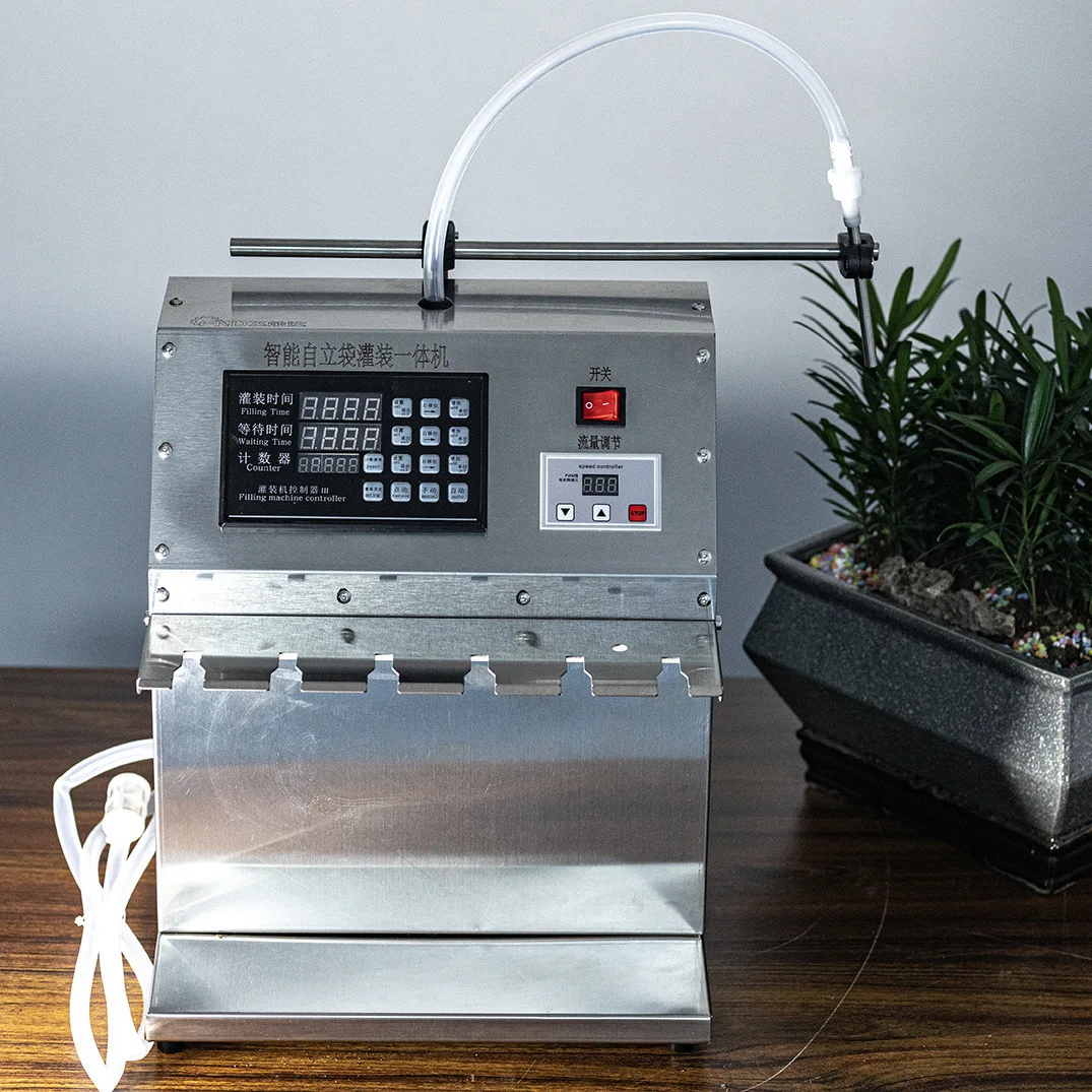 Semi Automatic Spout Pouch Small Liquid Filling Machine With Desktop Stand Up Pouch Quantitative Pump