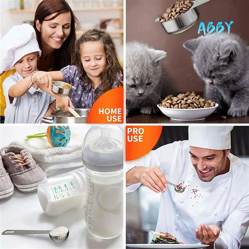 

ABBY - Набор из 42 мерных чашек и ложек из нержавеющей стали, 21 гнездовых чашек и 21 штабелируемые ложки, профессиональные портативные