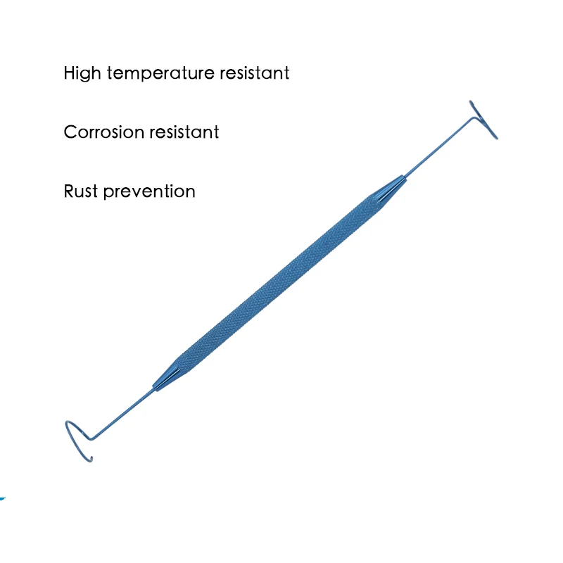 Sonda de cola de cerdo, gancho de sonda de doble cabeza, conducto lagrimal de titanio