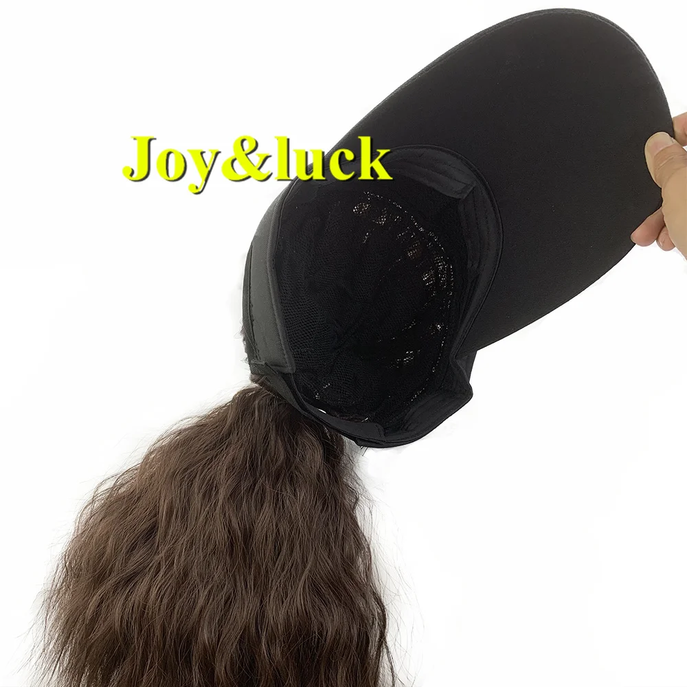 Synthetic Natural Curly Baseball Cap Wig Black Ponytail Extension  Daily  Hat  Wigs For  Women