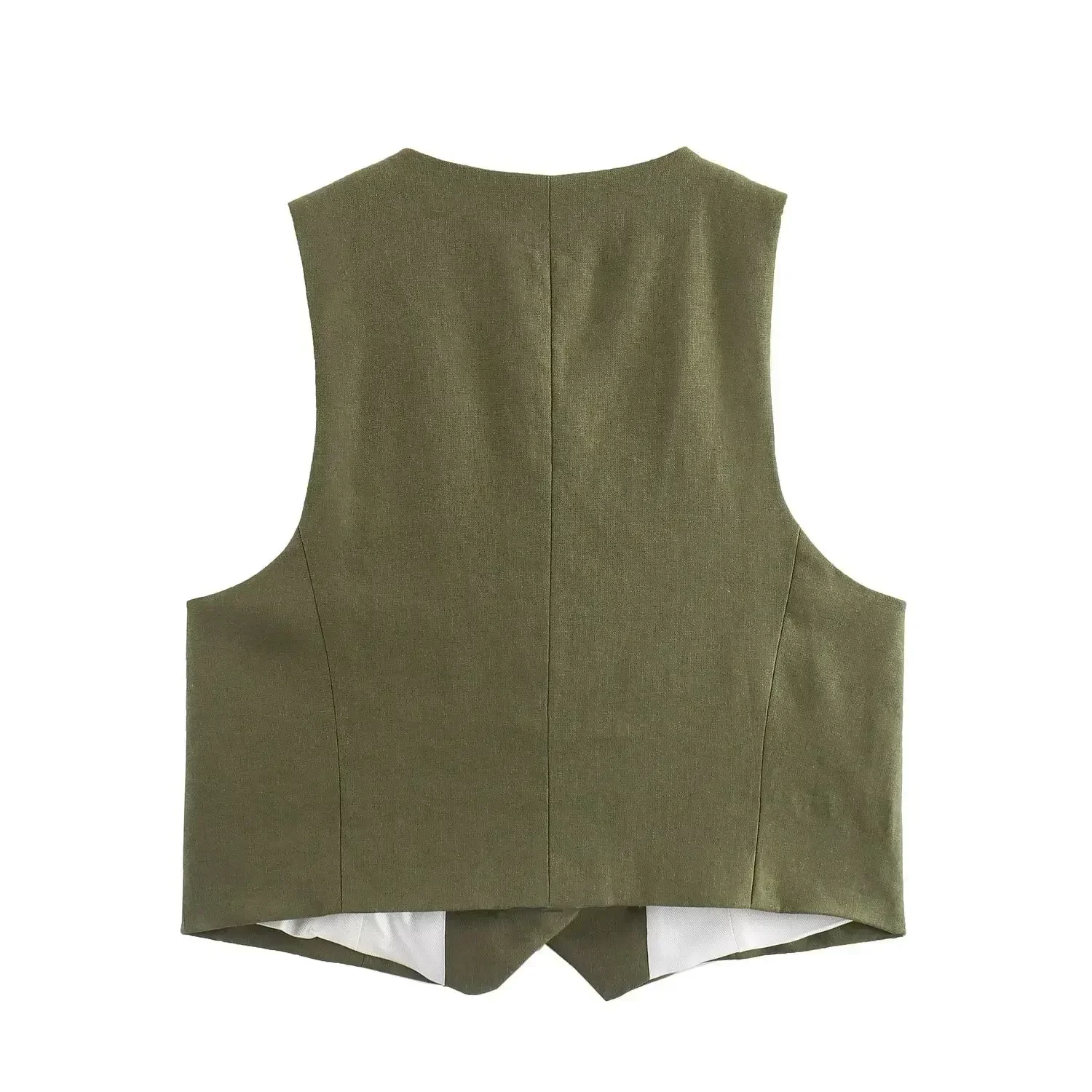 Women's new fashion casual short linen blend V-neck vest retro sleeveless button up women's vest chic top+shorts suit