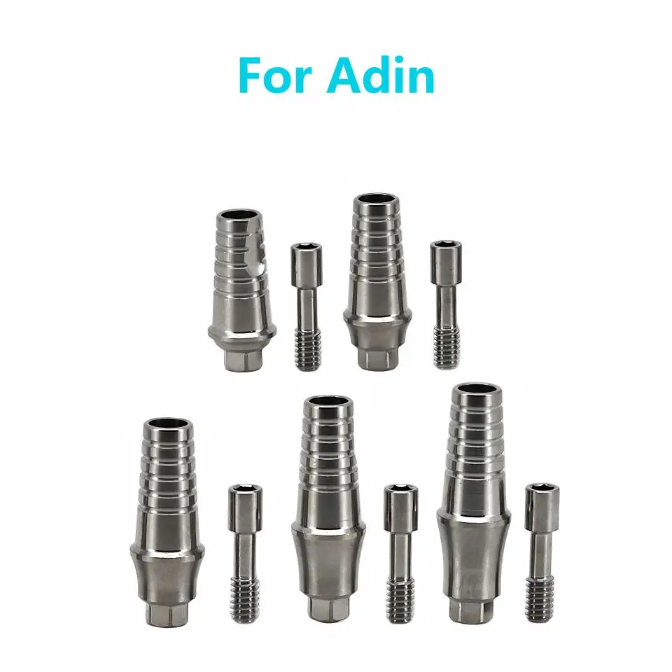 10Pcs Dental Implant Prefabricated Straight Abutments for Adin Internal Hexagon Prosthetics Accessories Titanium Screws