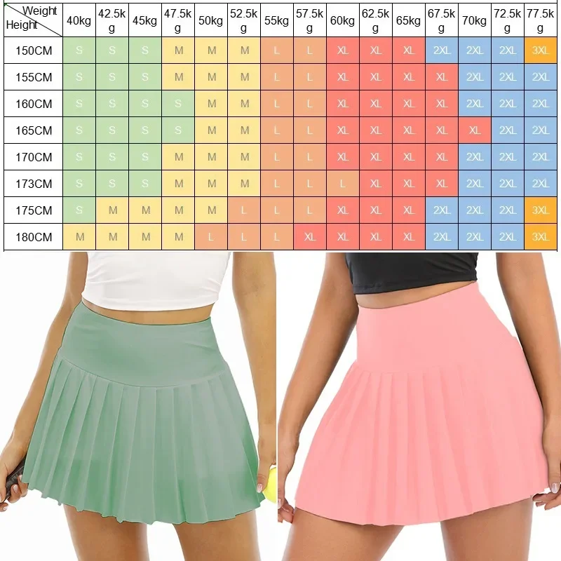 High Waist Pleated Tennis Skirts Women Golf Sports Skirt Plus Size Fitness Shorts Quick Dry Workout Running Skorts